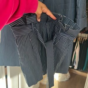 Alice and Olivia Blue and White Pinstripe Shorts Suit Set